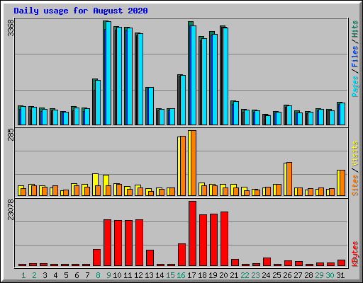 Daily usage for August 2020