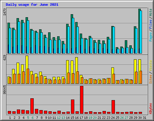 Daily usage for June 2021