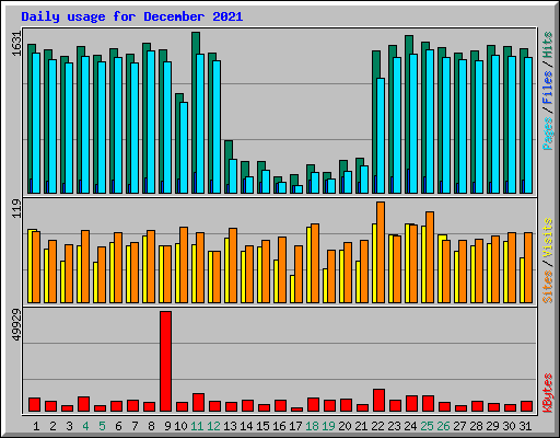 Daily usage for December 2021