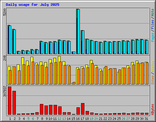 Daily usage for July 2025